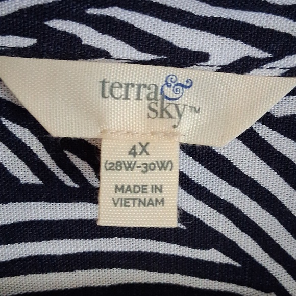 NWT Terra & Sky Navy White Stripe Print Mini Shirt Dress Size 4X - Picture 6 of 12